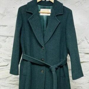 Pendleton 100% Virgin Wool Long Coat Womens Medium Green Vintage Made in USA